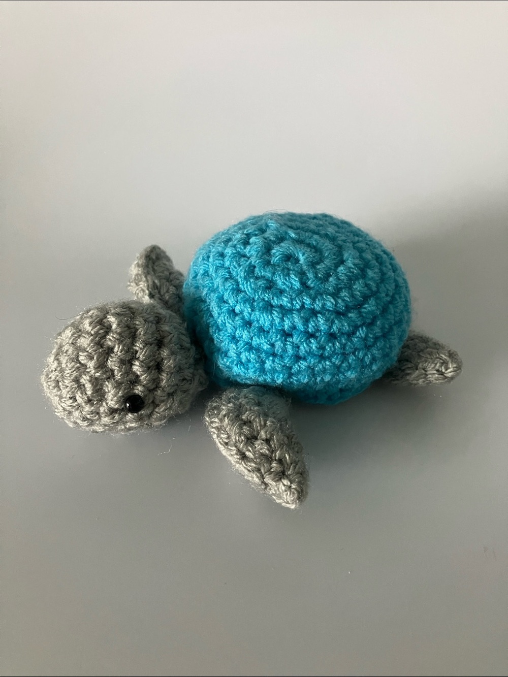 Handmade Small Turtle Plush Toy - Blue and Gray